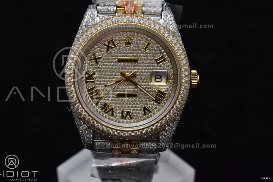 Yellow 2 Diamond DateJust TWD 41mm Gold Best Tone Version Dial Roman 0122